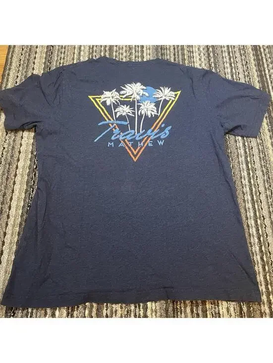 Travis Mathew Logo T Shirt Navy Short Sleeve Crew Neck Mens Size Large - Picture 3 of 6